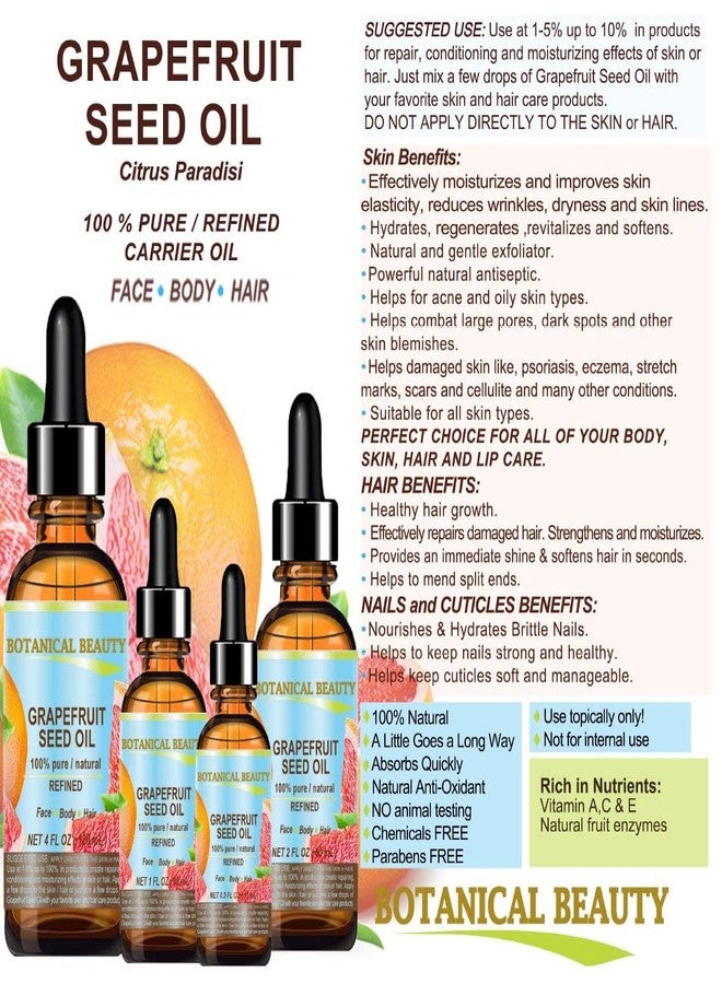 Botanical Beauty GRAPEFRUIT SEED OIL. 100% Pure Natural Undiluted Refined Cold Pressed Carrier Oil (NOT ESSENTIAL OIL) 1 Fl Oz - 30 ml for Face, Skin, Hair, Lips and Nails. Rich in Vitamin C - Image 5